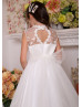 Ivory Lace Tulle Heart Shaped Back Flower Girl Dress